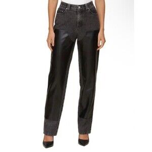 Avec Les Filles Faux Women’s Leather Panel Jeans Black Size 25 NWOT